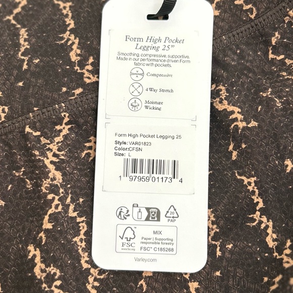 Varley High Waist Brown and Carmel Textured Leggings - Picture 8 of 14